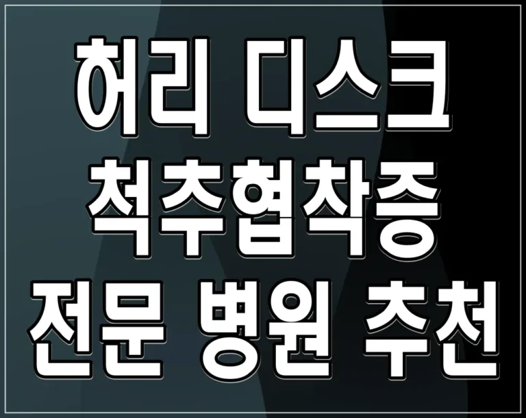 허리 디스크 척추협착증 전문 병원 추천