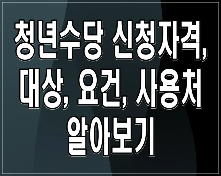 청년수당 신청자격, 대상, 요건, 사용처 알아보기