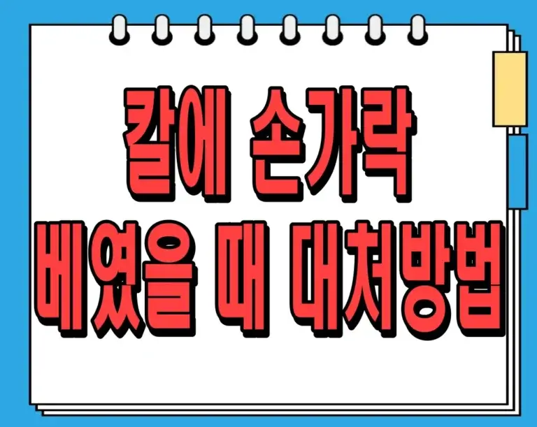 칼에 손가락 베였을 때 응급처치 병원 : 당황하지 말고 이렇게 하세요!