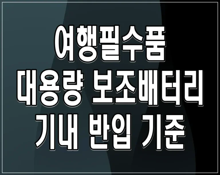 여행필수품 대용량 보조배터리 기내 반입 기준