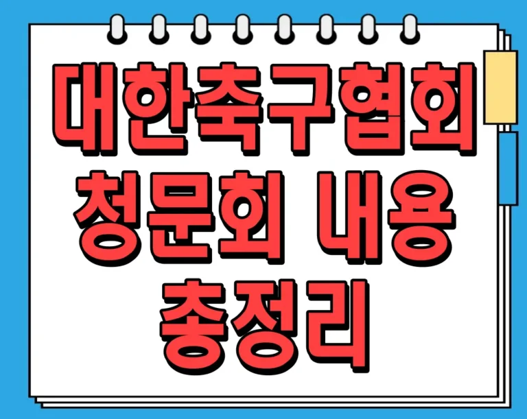 대한축구협회 청문회 내용 총정리: 정몽규 회장과 홍명보 감독의 입장은?