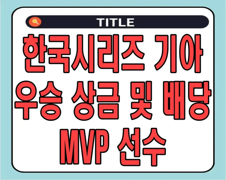 2024 KBO 한국시리즈 기아 우승 상금 및 배당, MVP 선수