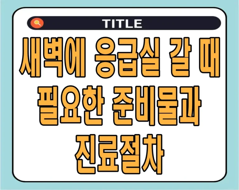 새벽에 응급실 갈 때 필요한 준비물과 진료절차