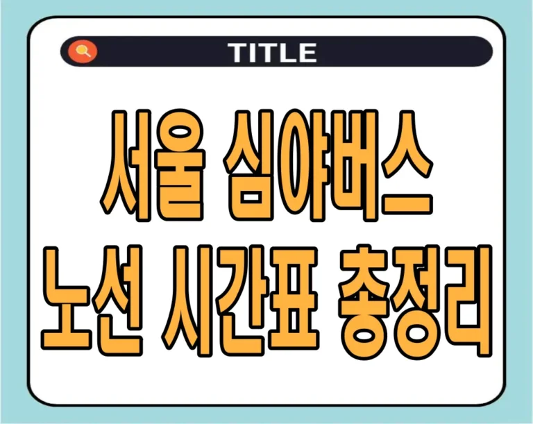 서울 심야버스 노선 시간표 총정리