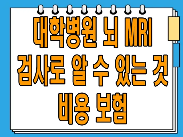 대학병원 뇌 MRI 검사로 알 수 있는 것 (비용, 보험)