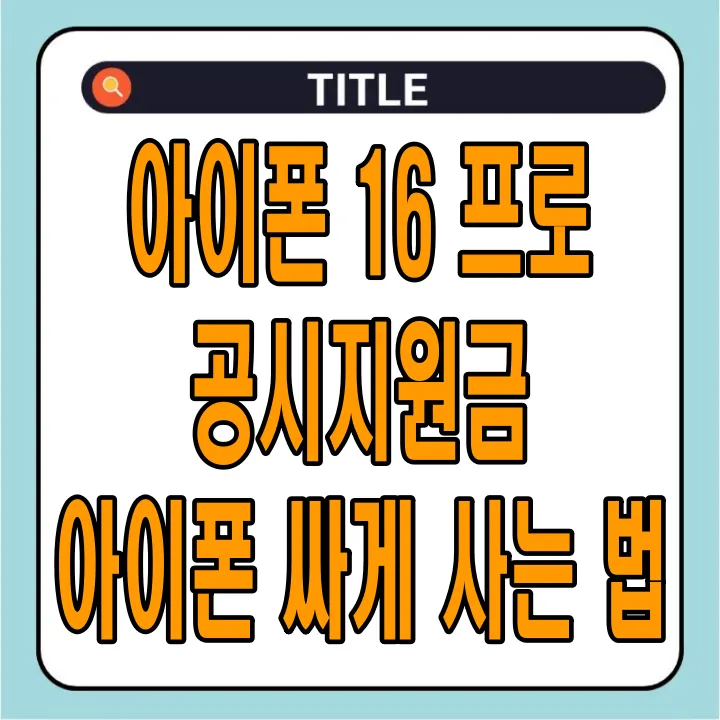 아이폰 16 프로 공시지원금, 아이폰 싸게 사는 법