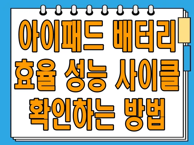 아이패드 배터리 효율 성능 사이클 확인하는 방법