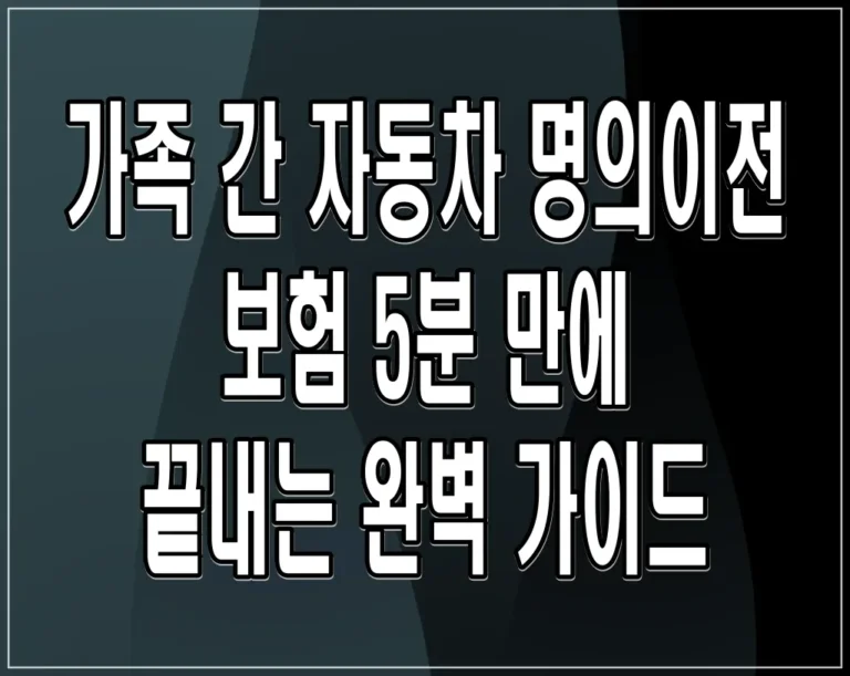 가족 간 자동차 명의이전 보험 5분 만에 끝내는 완벽 가이드