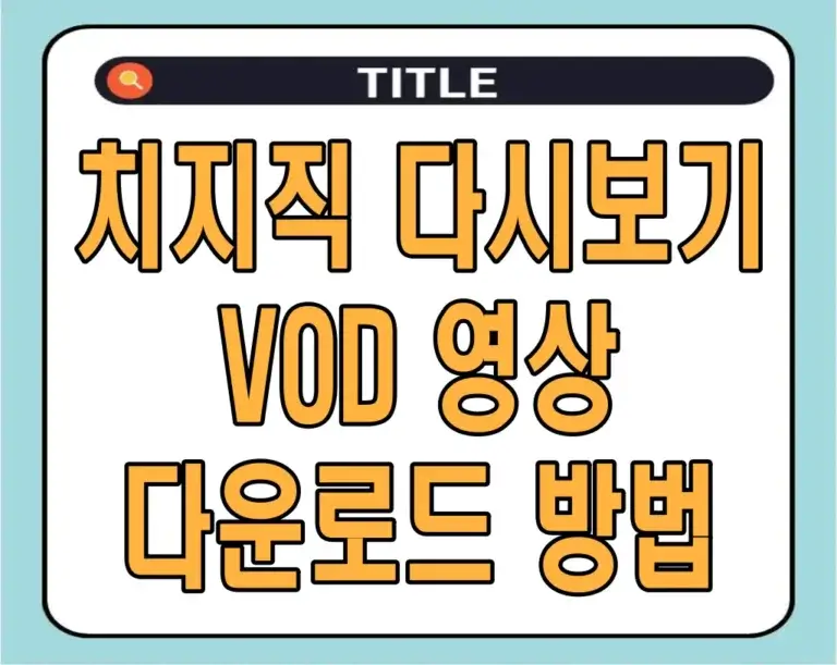 치지직 다시보기 VOD 영상 다운로드 방법
