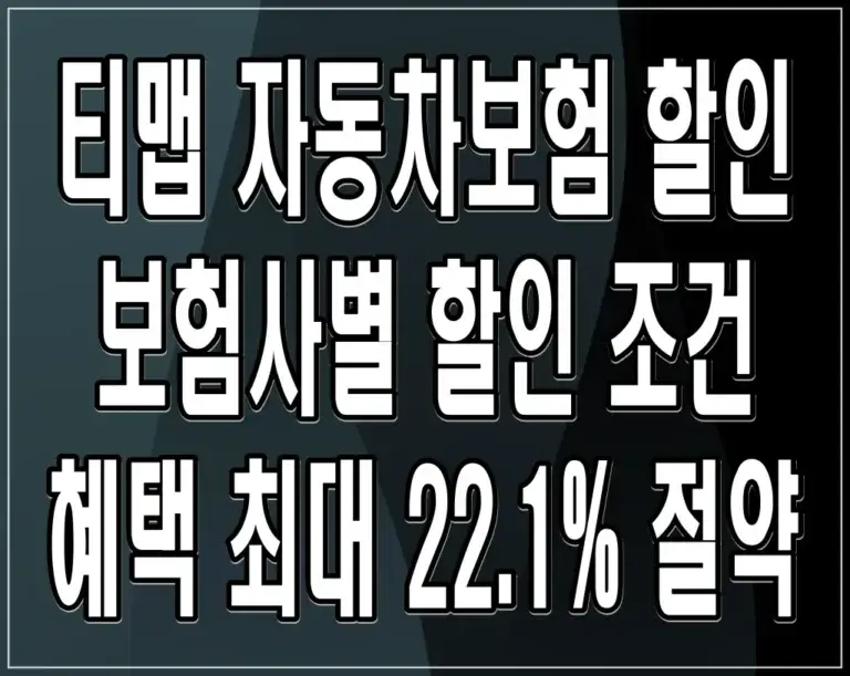 티맵 자동차보험 할인: 보험사별 할인 조건 및 혜택, 최대 22.1% 절약