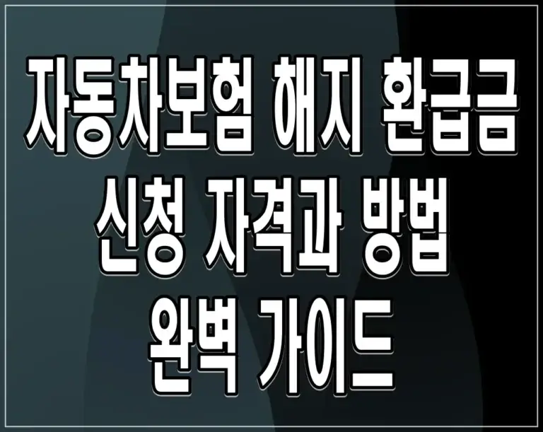 자동차보험 해지 환급금: 신청 자격과 방법 완벽 가이드