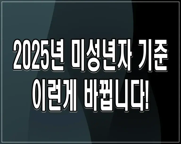 2025년 미성년자 기준, 이런게 바뀝니다!