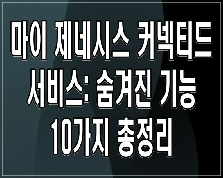 마이 제네시스 커넥티드 서비스: 숨겨진 기능 10가지 총정리