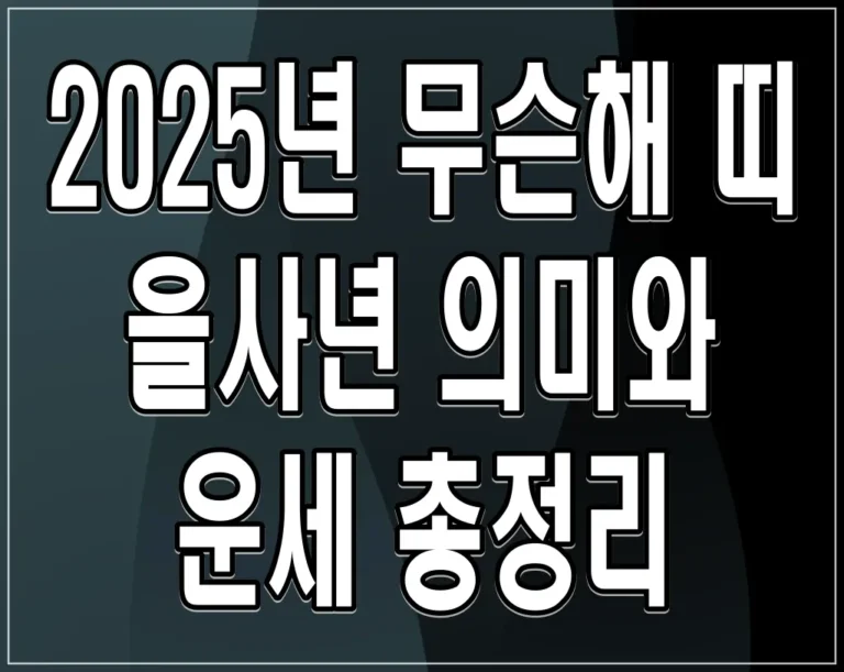 2025년 무슨해 띠 을사년 의미와 운세 총정리