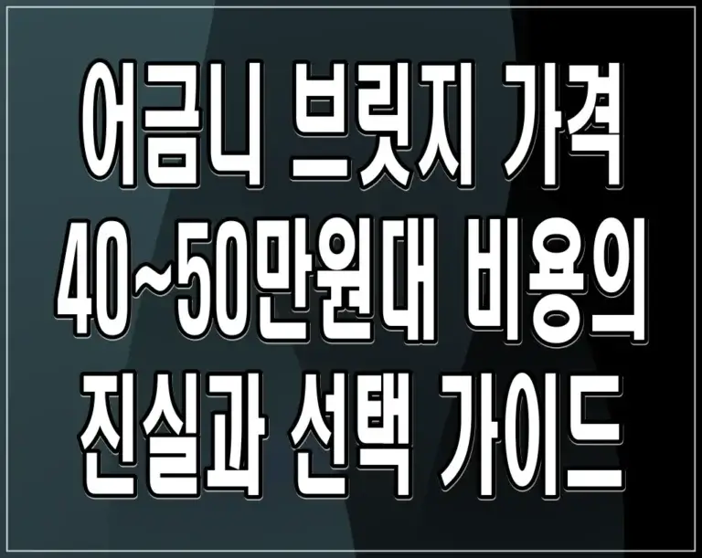 어금니 브릿지 가격 40~50만원대 비용의 진실과 선택 가이드