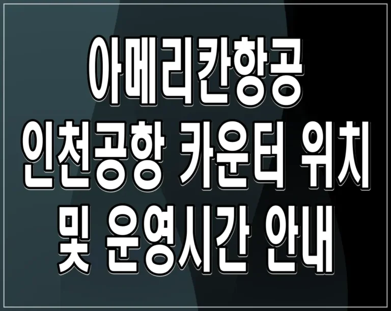 아메리칸항공 인천공항 카운터 위치 및 운영시간 안내
