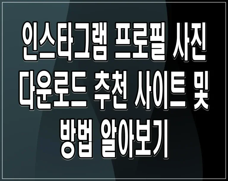 인스타그램 프로필 사진 다운로드 추천 사이트 및 방법 알아보기