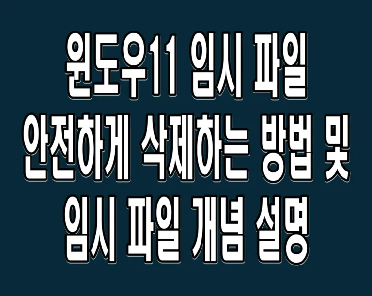 윈도우11 임시 파일 안전하게 삭제하는 방법 및 임시 파일 개념 설명