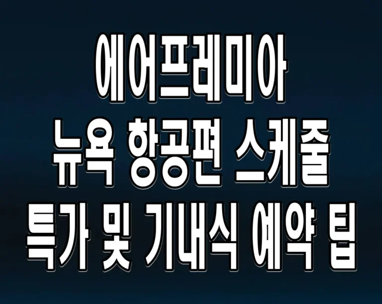 에어프레미아 뉴욕 항공편 스케줄 특가 및 기내식 예약 팁