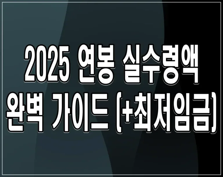 2025 연봉 실수령액 완벽 가이드 (+최저임금)