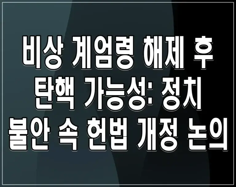 비상 계엄령 해제 후 탄핵 가능성: 정치 불안 속 헌법 개정 논의