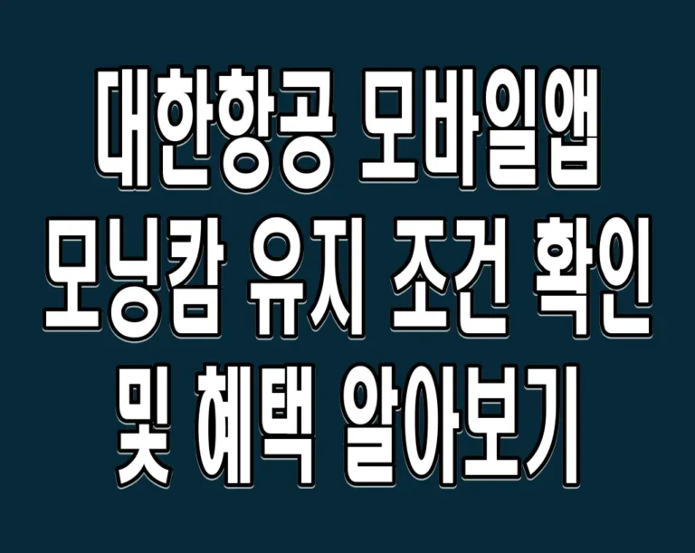 대한항공 모바일앱 모닝캄 유지 조건 확인 및 혜택 알아보기