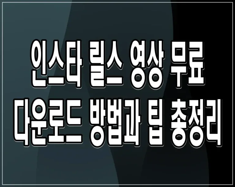 인스타 릴스 영상 무료 다운로드 방법과 팁 총정리