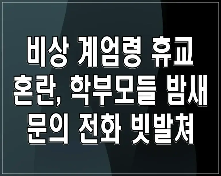 비상 계엄령 휴교 혼란, 학부모들 밤새 문의 전화 빗발쳐