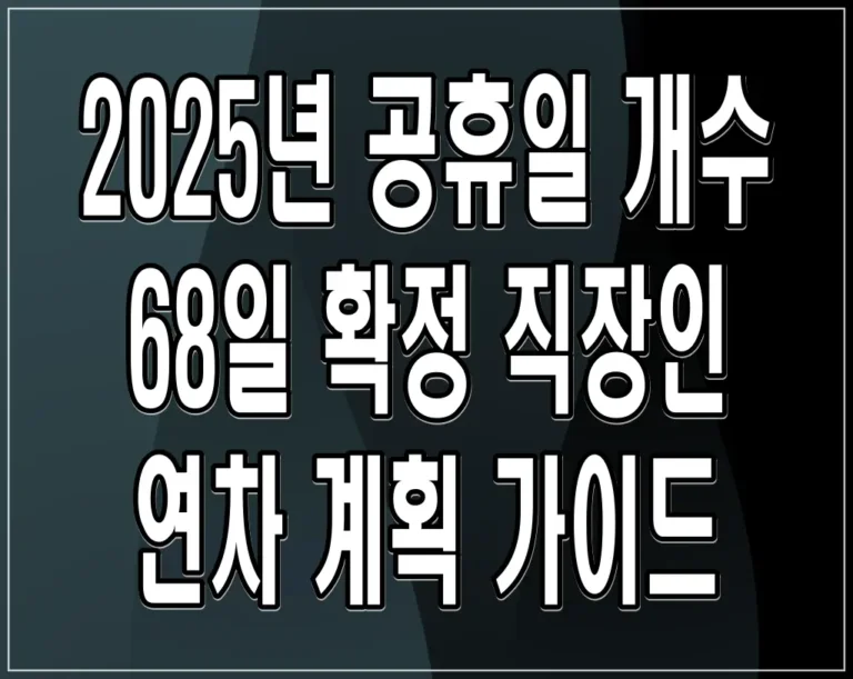 2025년 공휴일 개수 68일 확정 직장인 연차 계획 가이드