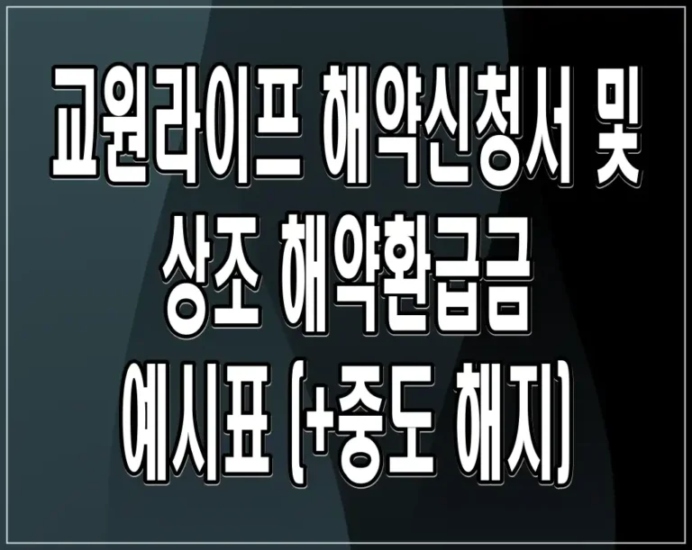 교원라이프 해약신청서 및 상조 해약환급금 예시표 (+중도 해지)