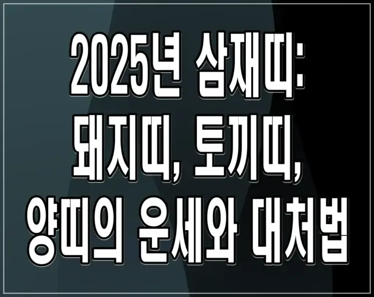 2025년 삼재띠: 돼지띠, 토끼띠, 양띠의 운세와 대처법