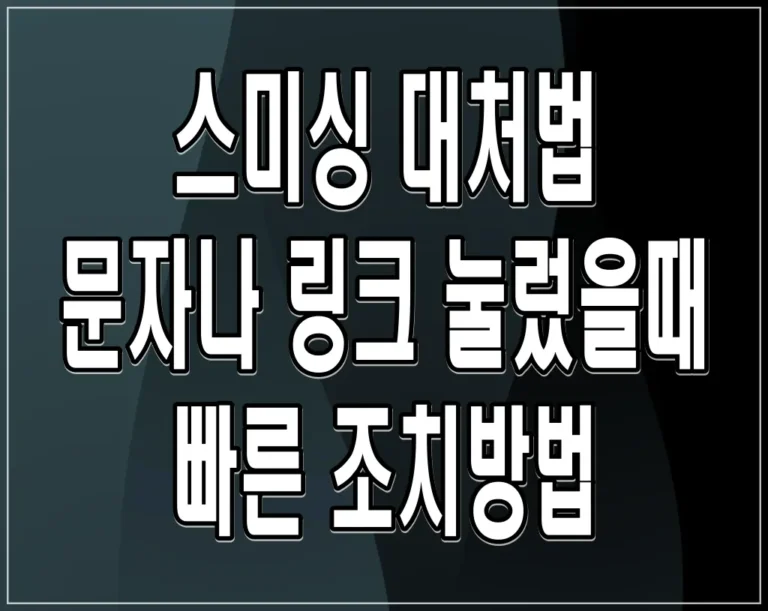 스미싱 대처법 문자나 링크 눌렀을때 빠른 조치방법