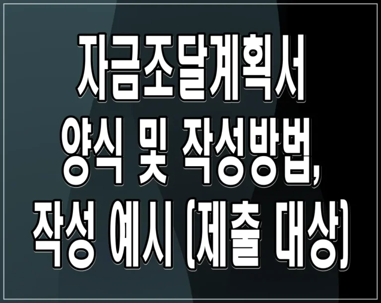 자금조달계획서 양식 및 작성방법, 작성 예시 (+제출 대상)