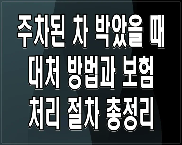 주차된 차 박았을 때 대처 방법과 보험 처리 절차 총정리