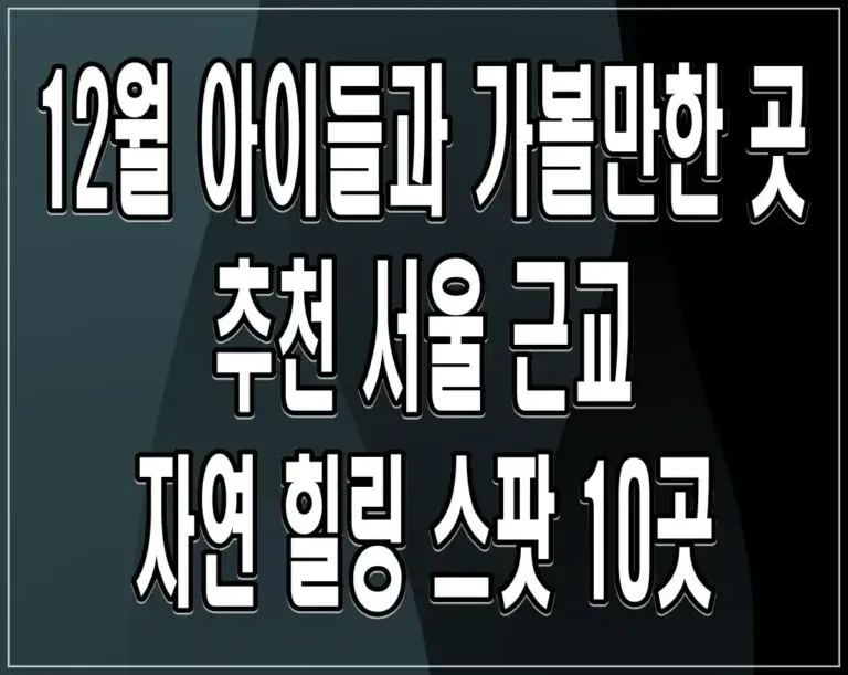 12월 아이들과 가볼만한 곳 추천 서울 근교 자연 힐링 스팟 10곳