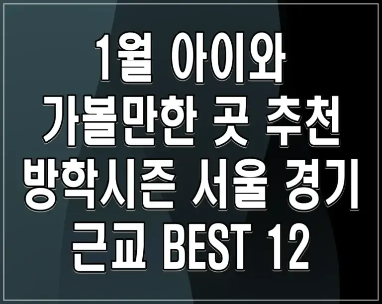 1월 아이와 가볼만한 곳 추천 방학시즌 서울 경기 근교 BEST 12