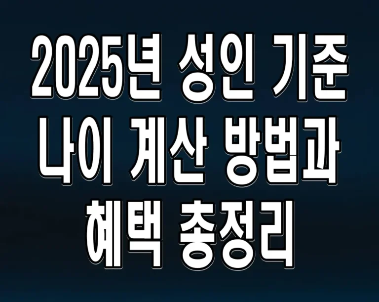 2025년 성인 기준 나이 계산 방법과 혜택 총정리