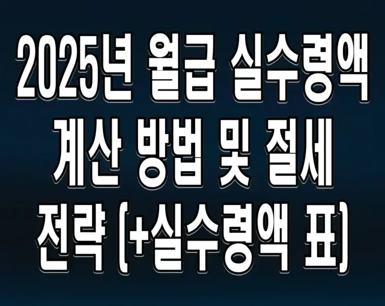 2025년 월급 실수령액 계산 방법 및 절세 전략 (+실수령액 표)