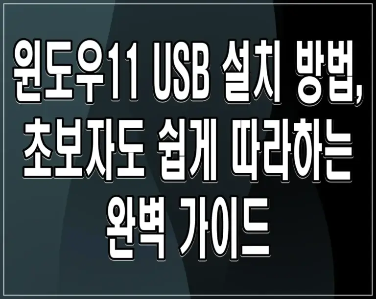 윈도우11 USB 설치 방법, 초보자도 쉽게 따라하는 완벽 가이드