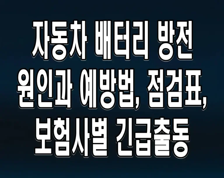 자동차 배터리 방전 원인과 예방법, 점검표, 보험사별 긴급출동