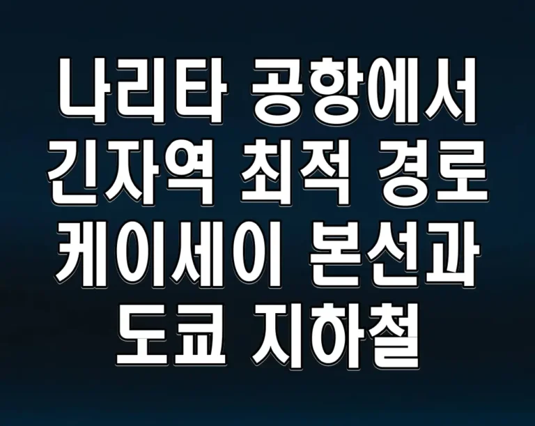 나리타 공항에서 긴자역 최적 경로 케이세이 본선과 도쿄 지하철