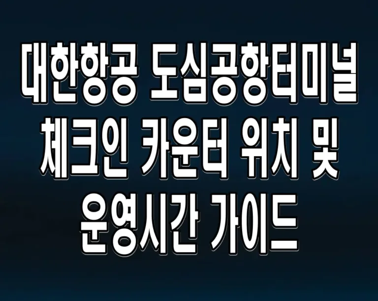 대한항공 도심공항터미널 체크인 카운터 위치 및 운영시간 가이드