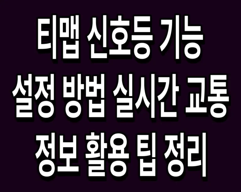 티맵 신호등 기능 설정 방법 실시간 교통 정보 활용 팁 정리