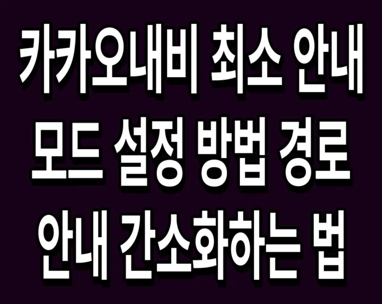 카카오내비 최소 안내 모드 설정 방법 경로 안내 간소화하는 법