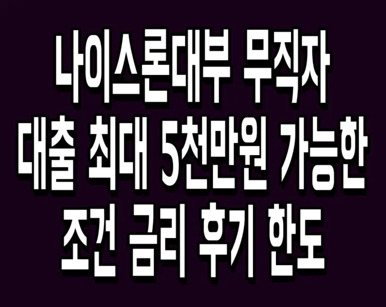 나이스론대부 무직자 대출 최대 5천만원 가능한 조건 금리 후기 한도