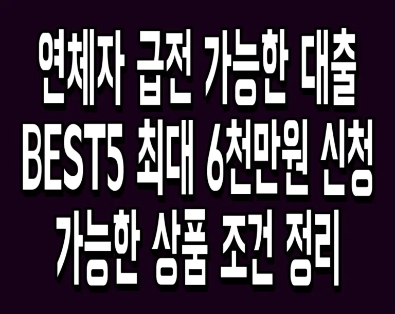 연체자 급전 가능한 대출 BEST5 최대 6천만원 신청 가능한 상품 조건 정리