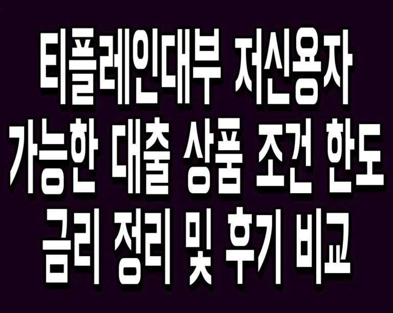 티플레인대부 저신용자 가능한 대출 상품 조건 한도 금리 정리 및 후기 비교