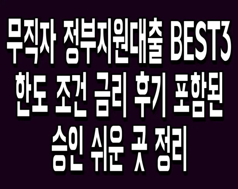 무직자 정부지원대출 BEST3 한도 조건 금리 후기 포함된 승인 쉬운 곳 정리