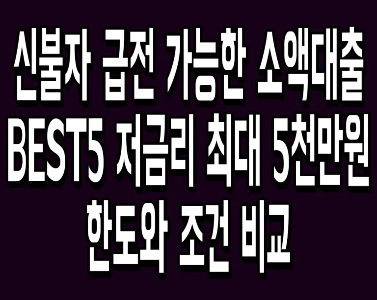 신불자 급전 가능한 소액대출 BEST5 저금리 최대 5천만원 한도와 조건 비교