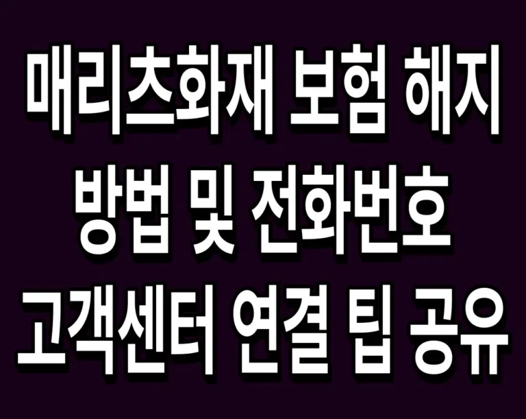 매리츠화재 보험 해지 방법 및 전화번호 고객센터 연결 팁 공유